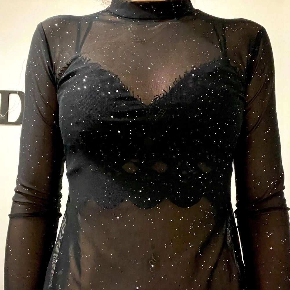sheer long sleeve with sparkles